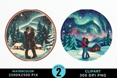 Watercolor Valentine&#039;s Day Couple Exquisite Clipart Product Image 1