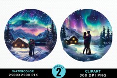 Watercolor Valentine&#039;s Day Couple Artwork Clipart Product Image 1