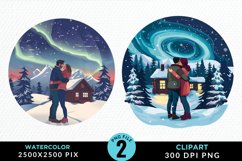 Watercolor Valentine&#039;s Day Couple Exquisite Clipart Product Image 1