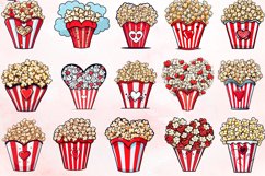 Watercolor Valentine&#039;s Popcorn Clipart Bundle Product Image 2