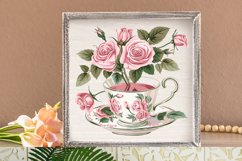 Watercolor Valentine's Roses In A Cup Clipart Bundle Product Image 3