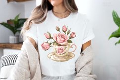 Watercolor Valentine's Roses In A Cup Clipart Bundle Product Image 2