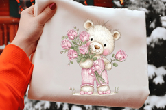 Watercolor Valentine&#039;s Teddy Bear PNG Product Image 2