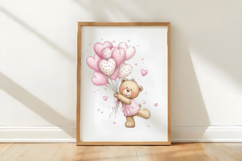 Watercolor Valentine&#039;s Teddy Bear PNG Product Image 3