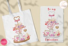 Valentines Clipart. Watercolor Valentine Tiered Tray PNG Set Product Image 5