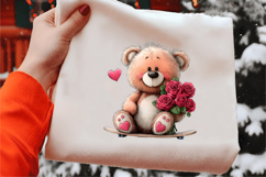 Watercolor Valentine Teddy Bear Clipart Product Image 2