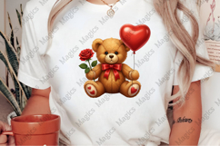 Watercolor Valentine Teddy Bear Png Product Image 2