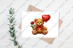 Watercolor Valentine Teddy Bear Png Product Image 3