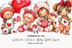Watercolor Valentines Baby Doll Clipart Product Image 1