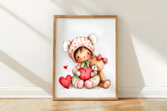 Watercolor Valentines Baby Doll Clipart Product Image 3