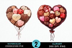 Watercolor Valentines Balloons Image Clipart Product Image 1