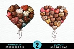 Watercolor Valentines Balloons Illustration Clipart Product Image 1