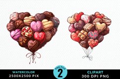 Watercolor Valentines Balloons Image Clipart Product Image 1