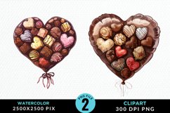 Watercolor Valentines Balloons Illustration Clipart Product Image 1