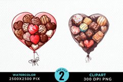 Watercolor Valentines Balloons Image Clipart Product Image 1