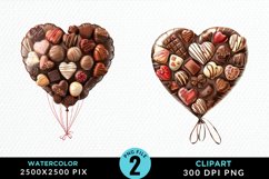 Watercolor Valentines Balloons Image Clipart Product Image 1