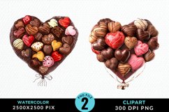 Watercolor Valentines Balloons Illustration Clipart Product Image 1