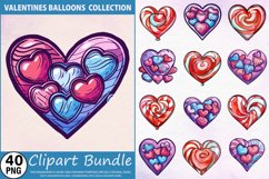Watercolor Valentines Balloons Clipart Bundle Product Image 1