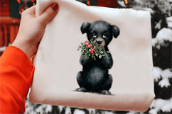 Watercolor Valentines Black Dog Clipart Product Image 2