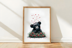 Watercolor Valentines Black Dog Clipart Product Image 3