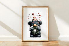 Watercolor Valentines Black Gnome Clipart Product Image 3