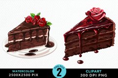 Watercolor Valentines Cakes Illustration PNG Clipart Product Image 1