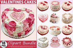 Watercolor Valentine&#039;s Day Cakes Clipart Bundle Product Image 1