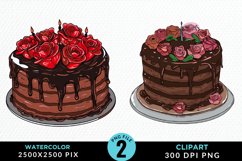 Watercolor Valentines Cakes Illustration PNG Clipart Product Image 1