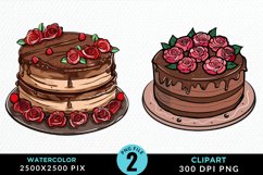 Watercolor Valentines Cakes Sublimation PNG Clipart Product Image 1