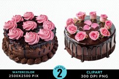 Watercolor Valentines Cakes Sublimation PNG Clipart Product Image 1