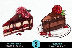 Watercolor Valentines Cakes Sublimation PNG Clipart Product Image 1