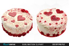 Watercolor Valentines Cakes Illustration Clipart Product Image 1