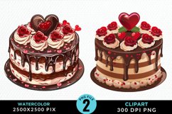 Valentines Cakes Illustration PNG Clipart Product Image 1