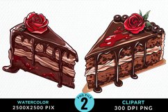 Watercolor Valentines Cakes Sublimation PNG Clipart Product Image 1