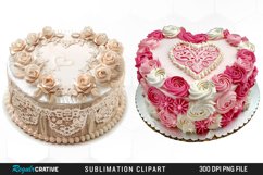 Watercolor Valentines Cakes Illustration Clipart Product Image 1