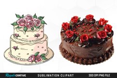 Watercolor Valentines Cakes Illustration Clipart Product Image 1