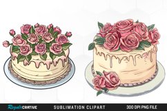 Watercolor Valentines Cakes Illustration Clipart Product Image 1