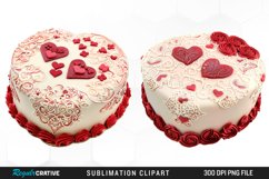 Watercolor Valentines Cakes Illustration Clipart Product Image 1