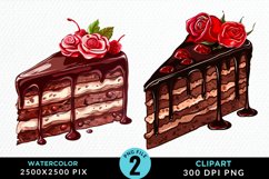 Watercolor Valentines Cakes Illustration PNG Clipart Product Image 1