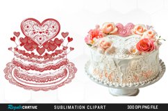 Watercolor Valentines Cakes Illustration Clipart Product Image 1
