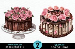 Watercolor Valentines Cakes Sublimation PNG Clipart Product Image 1