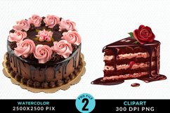 Watercolor Valentines Cakes Sublimation PNG Clipart Product Image 1