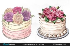 Watercolor Valentines Cakes Graphics Clipart Product Image 1