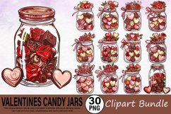 Watercolor Valentines Candy Jars Clipart Bundle Product Image 1