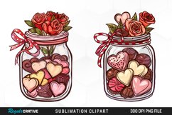 Watercolor Valentines Candy Jars Clipart Product Image 1