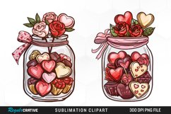 Watercolor Valentines Candy Jars Clipart Product Image 1