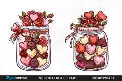 Watercolor Valentines Candy Jars Clipart Product Image 1