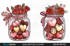 Watercolor Valentines Candy Jars Clipart Product Image 1