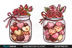Watercolor Valentines Candy Jars Clipart Product Image 1