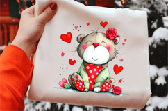 Watercolor Valentines Cat Clipart Product Image 2